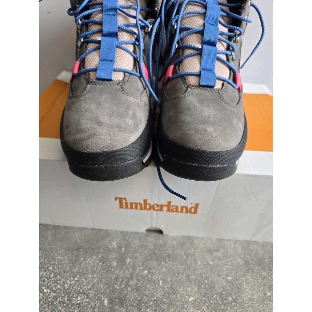 Timberland Euro Hiker Mid Boots Womens Size 9 Gray Pink Nubuck Waterproof A5R28 - Picture 4 of 10